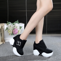 Sepatu Wanita Korea Modis Gaya Sepatu Angsa Emas Hak Super Tinggi Sol Tebal (Hitam)