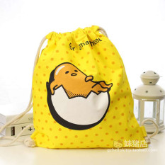 Korea Fashion Style Kanvas Anak Kantong Mulut Ketat Tali Tas Ransel (Kuning Telur Saudara)