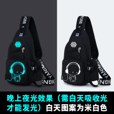 Tas Kanvas Selempang Santai Pria Gaya Korea (Musik Anak Hitam) (Musik Anak Hitam)