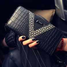 Korea Fashion Style Kapasitas Besar Dompet Dompet Wanita (Pola Kulit Buaya 58v Emas)