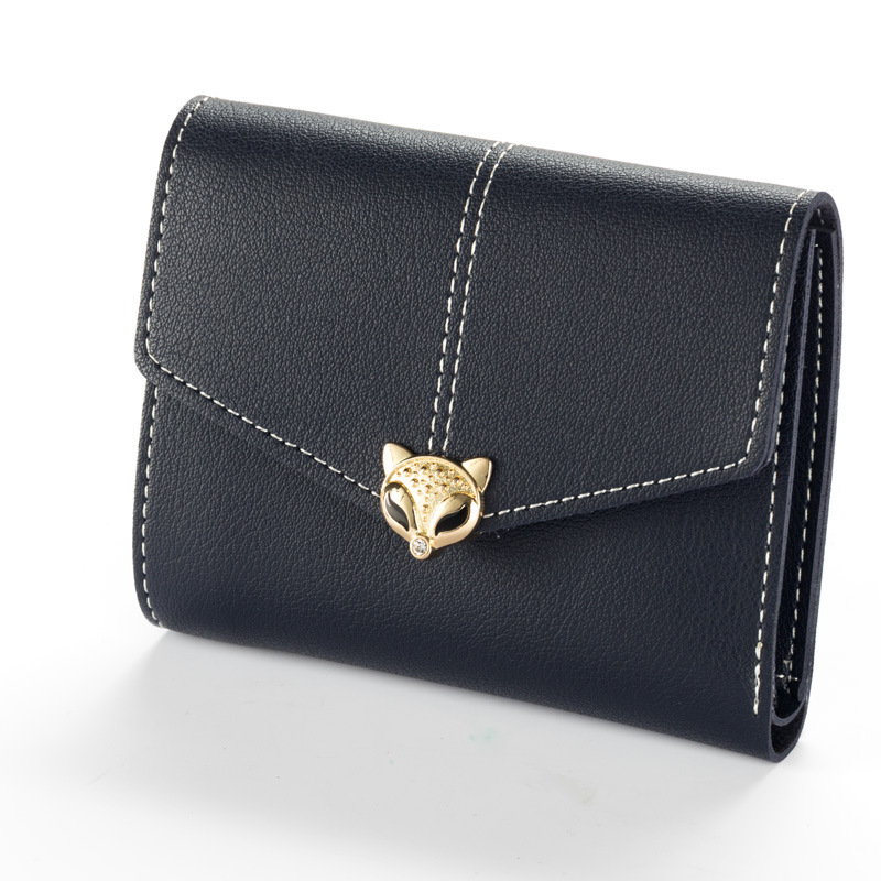 2017 Model Baru Dompet Wanita Rubah Kecil Kepala Versi Korea Lipat Tiga Tas Wanita Minimalis Modis Gesper Dompet