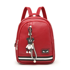 Korea Fashion Style Kulit Lembut Baru Winnie The Pooh Tas Sekolah Kecil Mini Tas Bahu (Merah)