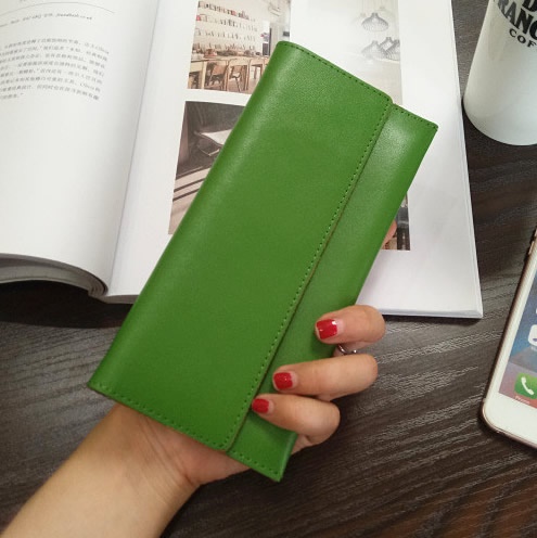 Model Baru Versi Korea Model Panjang Kulit Sapi Dompet Wanita Model Tipis Minimalis Kulit Lembut Dompet Murid Modis Gesper Pasang