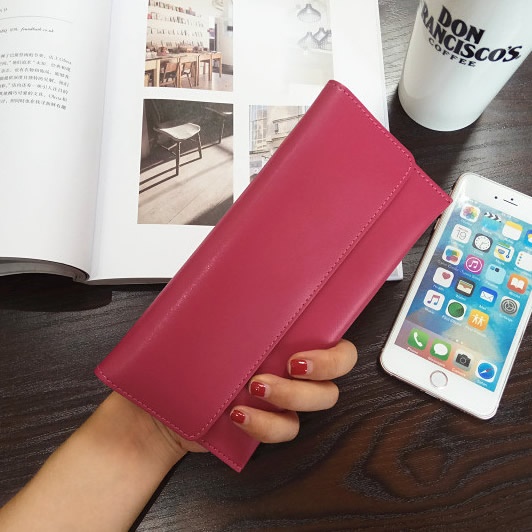 Model Baru Versi Korea Model Panjang Kulit Sapi Dompet Wanita Model Tipis Minimalis Kulit Lembut Dompet Murid Modis Gesper Pasang