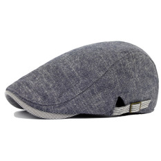 Korea Fashion Style laki-laki warna solid pelukis topi ke depan topi baret topi (Abu-abu biru)