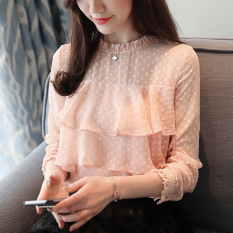 Korea Fashion Style Lengan Panjang Wanita Baru Atasan Baju Dalaman (Pink)
