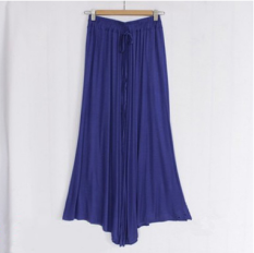 Celana Cargo Korea Fashion Style Modal Dilemparkan Celana Wanita Pinggang Tinggi (Biru NAVY)