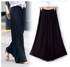 Celana Cargo Korea Fashion Style Modal Dilemparkan Celana Wanita Pinggang Tinggi (Hitam)