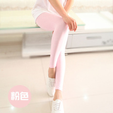 Korea Fashion Style Modal Lee Jeans Warna Permen Celana Ketat Keelastikan Bottoming Celana (Merah Muda)