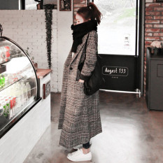 Korea Modis Gaya Motif Swallow Gird Kotak-kotak Wol Ramping Wol Jaket Parka (Gambar Warna) baju Wanita Jaket Wanita