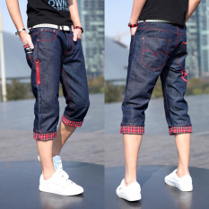 Korea Fashion Style Musim Panas Remaja Pria Celana Pendek Kasual Slim Koboi Celana (Biru Petir) celana pria Celana pendek pria Celana chino pria