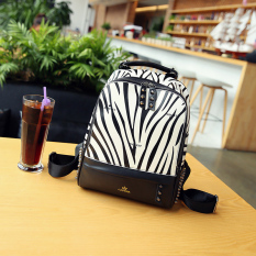 Korea Fashion Style Paku Keling Perempuan Baru Tas Tas Ransel (Zebra Pola Terompet)