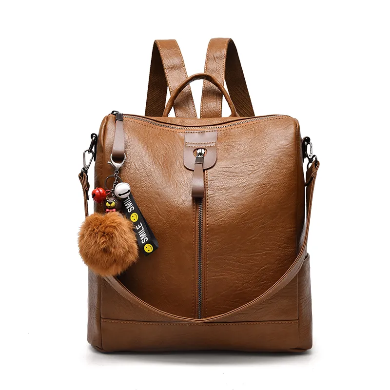 Harga korea fashion style kulit lembut perempuan baru tas wanita tas ransel brown | HARGALOKA.