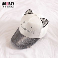 Korea Fashion Style Perempuan Musim Panas Lucu Topi Baseball Topi (Cincin kucing putih)
