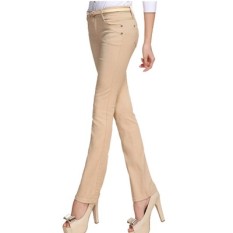 Korea Modis Gaya Perempuan Ramping Terlihat Langsing Celana Panjang Jeans (Coklat Muda Warna)