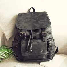 Tas Ransel Pria Gaya Korea Tren modis kamuflase penutup terbuka ransel mahasiswa casual Tas Tas laptop Tas Tamasya