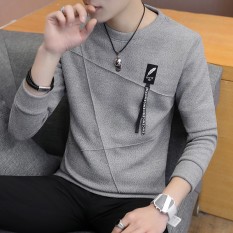 Korea Modis Gaya Pria Leher Bulat Pada Baju Dalaman Baru Lengan Panjang Kaos (885 Bulu Abu-abu)