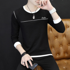 Korea Fashion Style Pria Remaja Baju Musim Gugur Baru Lengan Panjang Kaos (1109 Hitam)