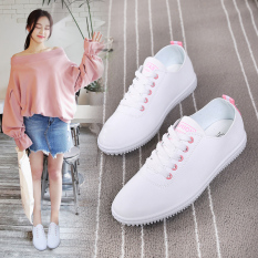 Sepatu Kets Wanita Sol Datar Bertali Bersirkulasi Udara Versi Korea (Model Wanita + Merah Muda Warna) (Model Wanita + Merah Muda Warna)