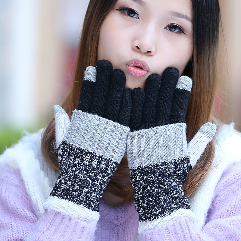 Pencarian Termurah Layar sentuh sarung tangan perempuan musim dingin Gaya Korea murid Benang Wol sarung tangan