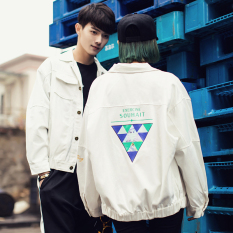Korea Modis Gaya Siswa Jaket Baseball Baru Jas (Warna Segitiga # Putih)