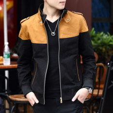 Korea Modis Gaya Tambah Beludru Muda Musim Dingin Lebih Tebal Jas Bagian Tipis Jaket (1601 Tanah Hitam Kuning- konvensional)