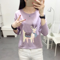 2017 Busana Musim Gugur Model Baru Atasan Longgar Kaos Lengan Panjang Wanita Versi Korea Musim Gugur Murid Netral Kemeja Kecil Baju Musim Gugur Pakaian Luar