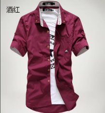 Korea Fashion Style Warna Solid Laki-laki Bagian Tipis Lengan Pendek Kemeja Lengan Pendek Kemeja
