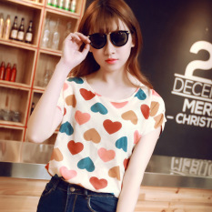 Kaos Oblong Wanita Lengan Pendek Longgar Versi Korea (Cinta yang besar) (Cinta yang besar)