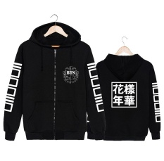 Korea Fashion KPOP BTS Bangtan Boys Young Forever Album Cotton Hooded Sweatshirts K-POP Zip-up Zipper Hoodies Hitam- INTL