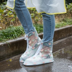 Korea Fashion Sepatu Waterproof Cover Wanita Pria Hujan Salju Boots Sepatu Covers Mengepang Sole Slip-resistant Wear-resistant Over Semangka Pola Sepatu untuk Bersepeda, Outdoor, Berkemah, Memancing, Taman-Internasional