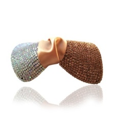 Terbaru Tahun Putri Cantik Indah Penuh Diamond Bertatahkan Bow Spring Clip Ponytail Clip Hairpin Side Folder (5 # Putih + Champagne Warna) -Intl