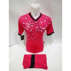 Kostum Kaos Sepakbola Futsal Volly Takraw Bahan Dryfit M L XL Biru Pink Merah Plus Celana Pendek D10.35