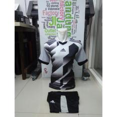 Kostum Kaos Sepakbola Futsal Volly Takraw M L XL Abu-abu Hitam Plus Celana Pendek 18.12