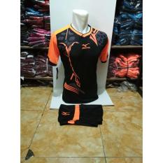 Kostum Kaos Sepakbola Futsal Volly Takraw M L XL Hitam Orange Plus Celana Pendek 22.16