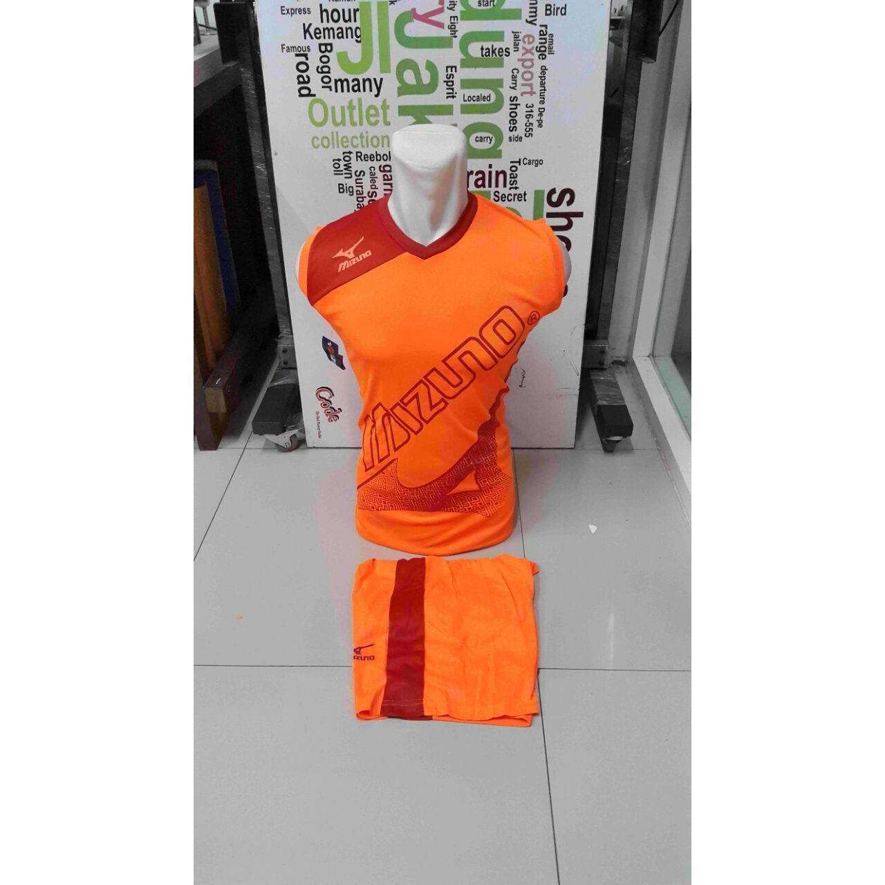 Kostum Singlet Kaos Sepakbola Futsal Volly Takraw Bahan Dryfit M L XL Orange Plus Celana Pendek 24.1