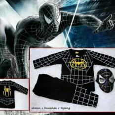 KOSTUM SPIDERMAN HITAM LENGAN PANJANG + TOPENG / BAJU ANAK