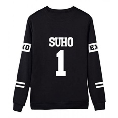 KPOP EXO Hitam Sweater Kerudung Lengan Panjang Pullover Sweatershirt-Intl