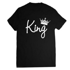 Kuhong Casual King Ratu T Shirt Imperial Crown Percetakan Beberapa Pakaian Pecinta Tee Shirt Femme Musim Panas T-shirt Hitam-Intl