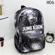 Kuhong Shoulder Bag For Fashion Kpop BTS Starry Sky Creative Backpack Schoolbag Rucksack Canvas Galaxy Stars Printing Storage Bag H06 - intl