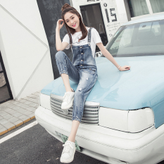 LOOESN college style spring New style slimming cowboy strap pants (Cahaya biru) baju wanita celana wanita celana jeans wanita