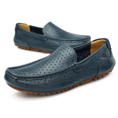 Kulit Asli Pria Sandal Lubang Pantai Sepatu Super Bernapas Perjalanan Sepatu Mengemudi Sepatu Kulit Asli Doug Sepatu Biru