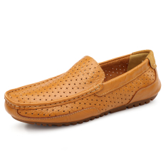 Kulit Asli Pria Sandal Lubang Pantai Sepatu Super Bernapas Perjalanan Sepatu Mengemudi Sepatu Kulit Asli Doug Sepatu Kuning