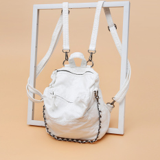 Kulit Bisa Dicuci Musim Dingin Baru Ganda Tas Ransel Tas Ransel (Kecil Putih)