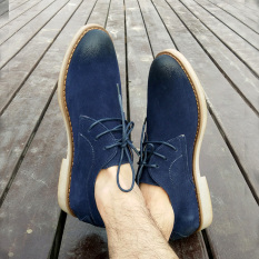 Kulit Bisnis Inggris Renda Sepatu Pria Baru Sepatu Pria (Gosok Kokas Angkatan Laut Biru)