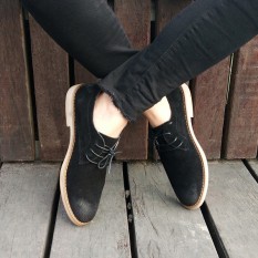 Kulit Bisnis Inggris Renda Sepatu Pria Baru Sepatu Pria (Gosok Kokas Hitam Matte)