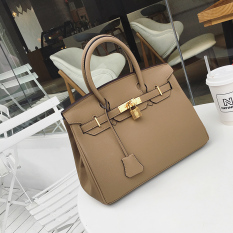 Kulit Perempuan Baru Motif Kulit Imitasi Tas Model Hermes Tas Tangan (Beige Besar)