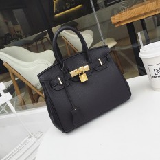 Kulit Perempuan Baru Motif Kulit Imitasi Tas Model Hermes Tas Tangan (Hitam Besar)