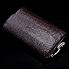 Kulit Pola Kulit Buaya Tangan Tas Pria Tas Tangan (Coklat Gelap)