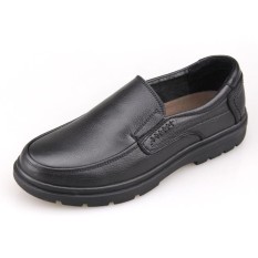 Ekspor barang sisa sepatu pria musim gugur Kulit asli Pria bisnis sepatu kulit kasual pria model bulat kulit berpermukaan lembut mudah dipakai sepatu bapak-bapak